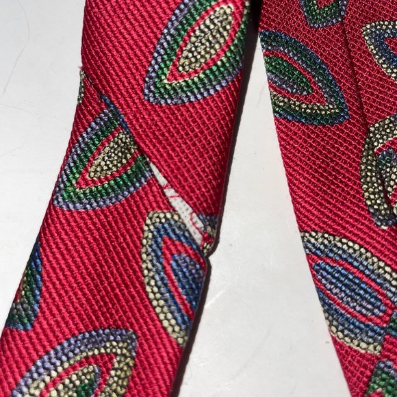 Vintage Burberrys of London 100% Silk Tie Hand Sewn USA Geometric Red Green Blue - Picture 5 of 11